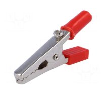 Crocodile clip | 60VDC | red | Grip capac: max.15mm | Socket size: 4mm