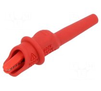 Crocodile clip | 10A | Grip capac: max.9mm | red | soldered | L: 74.5mm