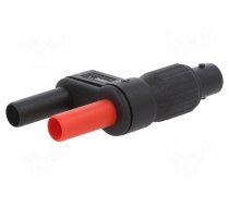 Adapter | plug | banana 4mm plug x2,BNC female | black | insulated