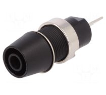 Connector: 4mm banana | socket | 32A | 1kV | black | nickel plated | 41mm