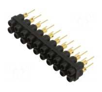 Socket strip | 2mm banana | black | 60VDC | 10A | 30VAC | Sockets: 20 | 6mm