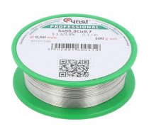 Tin | lead free | Sn99,3Cu0,7 | 0.5mm | 100g | reel | 227°C | 3% | Flux: SW32