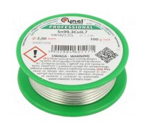 Soldering wire | tin | Sn99,3Cu0,7 | 2mm | 100g | lead free | reel | 227°C