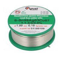 Tin | lead free | Sn99Ag0,3Cu0,7 | 1mm | 100g | reel | 216÷227°C | 3%