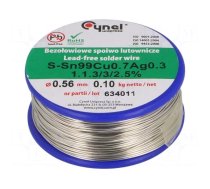 Tin | lead free | Sn99Ag0,3Cu0,7 | 560um | 100g | reel | 216÷227°C | 3%