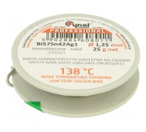 Tin | lead free | Bi57Sn42Ag1 | 1.25mm | 25g | reel | Flux: flux free