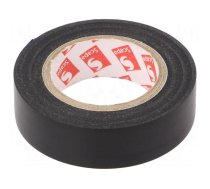 Tape: electrical insulating | W: 15mm | L: 10m | Thk: 0.15mm | black