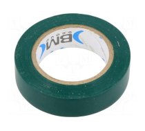 Tape: electrical insulating | W: 15mm | L: 10m | Thk: 0.15mm | green