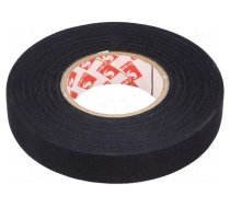 Tape: textile | W: 15mm | L: 25m | Thk: 0.25mm | caoutchouc | black | 8%