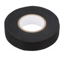 Tape: textile | W: 19mm | L: 15m | Thk: 0.13mm | modified acryl | black