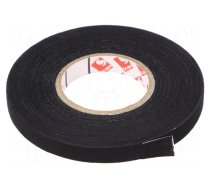 Tape: textile | W: 9mm | L: 25m | Thk: 0.25mm | caoutchouc | black | 8%