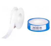 Tape: sealing | W: 12mm | L: 12m | Thk: 0.08mm | white | PTFE | max.370°C