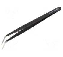 Tweezers | 155mm | for precision works | Blades: curved | black