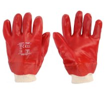 Protective gloves | Size: 10 | red | cotton,PVC