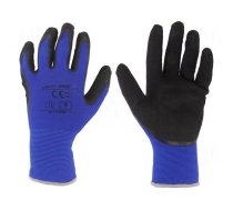 Protective gloves | Size: 9 | black-navy blue | latex,polyamide