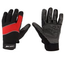 Protective gloves | Size: 9 | black-red | microfiber,plastic