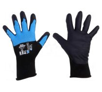 Protective gloves | Size: 9,L | black/blue | latex,polyester