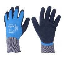 Protective gloves | Size: 9,L | blue | latex,polyamide | Aqua