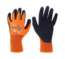 Protective gloves | Size: 9,L | orange | acrylic,latex | Thermo Lite