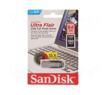 Pendrive | USB 3.0 | 64GB | R: 150MB/s | USB A | ULTRA FLAIR | black