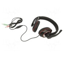 Headphones with microphone | black | Jack 3,5mm x2 | 1.8m | 32Ω