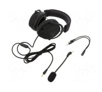 Headphones with microphone | black | Jack 3,5mm,USB A | 2.2m | 32Ω