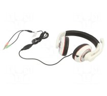 Headphones with microphone | white,black | Jack 3,5mm x2 | 1.8m