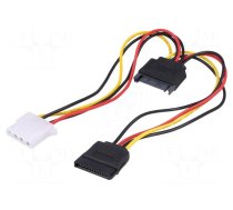 Cable: mains SATA | Molex female,SATA male,SATA female | 0.15m