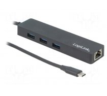 Hub USB | RJ45 socket,USB A socket x3,USB C plug | USB 3.0 | PnP