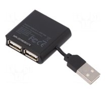 Hub USB | DC,USB A socket x4,USB A plug | USB 2.0 | black | 480Mbps
