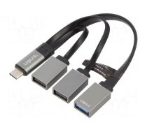Hub USB | USB A socket x3,USB C plug | USB 2.0,USB 3.0 | PnP | black