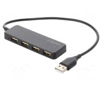 Hub USB | USB A socket x4,USB A plug | USB 2.0 | black | 0.3m