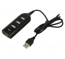 Hub USB | USB A socket x4,USB A plug | USB 2.0 | black | 0.4m