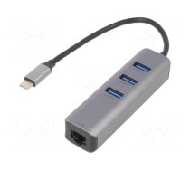 Hub USB | RJ45 socket,USB A socket x3,USB C plug | USB 3.1 | black