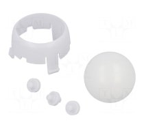 Ball casters | Kit: ball,housing | white | push-in | Tip mat: plastic