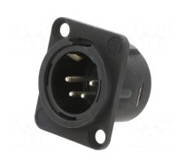 Socket | XLR | male | PIN: 4 | straight | soldering | black | 10A | 19x24mm