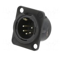 Socket | XLR | male | PIN: 5 | straight | soldering | black | 7.5A | 19x24mm