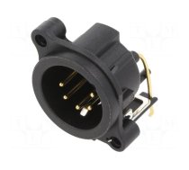 Socket | XLR | male | PIN: 5 | angled 90° | THT | black | 3A | 19.8x19.8mm