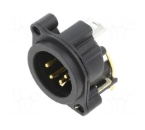 Socket | XLR | male | PIN: 4 | angled 90° | THT | black | 6A | 19.8x19.8mm