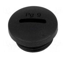 Stopper | PG9 | polyamide | black | H: 10.4mm | Øout: 18.7mm