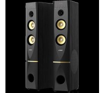 F&D T-88X 2.0 Floorstanding Speakers, 300W RMS (150x2), 1'' Tweeter + 5.25'' Speaker + 10'' Subwoofer for each channel, BT 4.2/HDMI/Optical/Coaxial/AUX/USB/FM/Karaoke function/LED Display/Remote Control/Microphone included/Wooden/Black