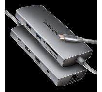 AXAGON HMC-8HLSA USB-C 3.2 Gen 1 hub, 3x USB-A + 4K/30Hz HDMI + SD/microSD, GLAN, Audio, PD 100W, 20cm USB-C cable