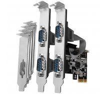 PCI-Express card with four serial ports 250 kbps. ASIX AX99100. Standard & Low profile.