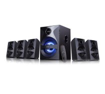 F&D F3800X 5.1 Multimedia Speakers, 80W RMS (10Wx5+30W), 2x3'' Satellites + 5.25'' Subwoofer, BT 5.0/AUX/USB/FM/SD card reader/Multi-color LED/LED Display/Remote Control/Wooden/Black