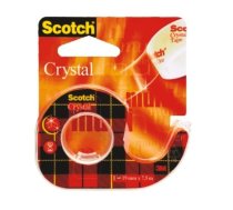 Līmlente ar turētāju SCOTCH CRYSTAL, 19mmx7.5m, kristāldzidra