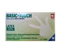 Lateksa cimdi Basic-Touch, M izmērs, balti, bez pūdera, 100gab.