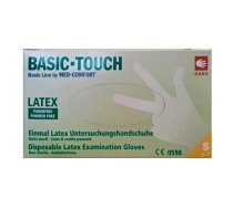 Lateksa cimdi Basic-Touch, S izmērs, balti, bez pūdera, 100gab.