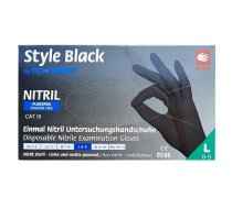 Nitrila cimdi Style Black, L izmērs, bez pūdera, melni, 100gab.