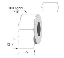 Marķēšanas uzlīmes 22X12mm, baltas, 1000uzl.