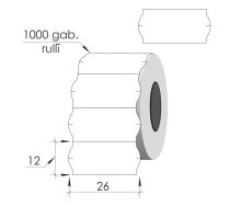 Marķēšanas uzlīmes 26X12mm, baltas, 1000uzl.